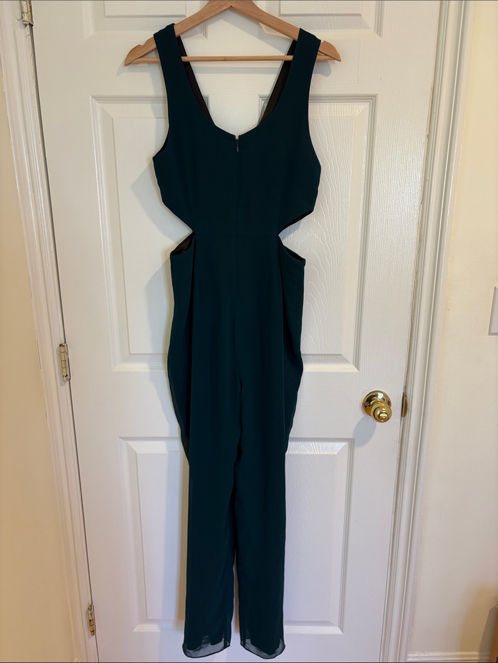 RACHEL Rachel Roy Dark Teal Twist-Front Cutout Jumpsuit - Picture 2 of 3